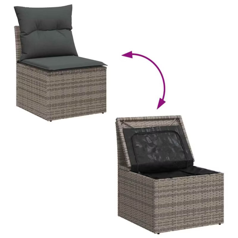 Havesofa Polyrattan med Hynder Grå WM-3354228