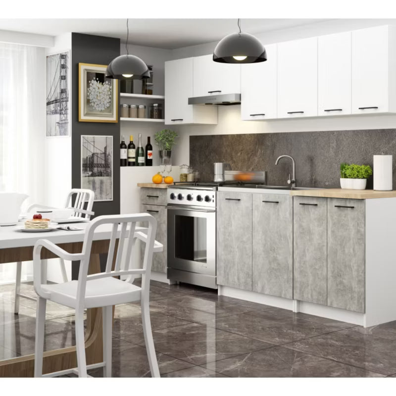 Hjørnekøkkenskab 90x46x85 cm Hvid Beton Mat