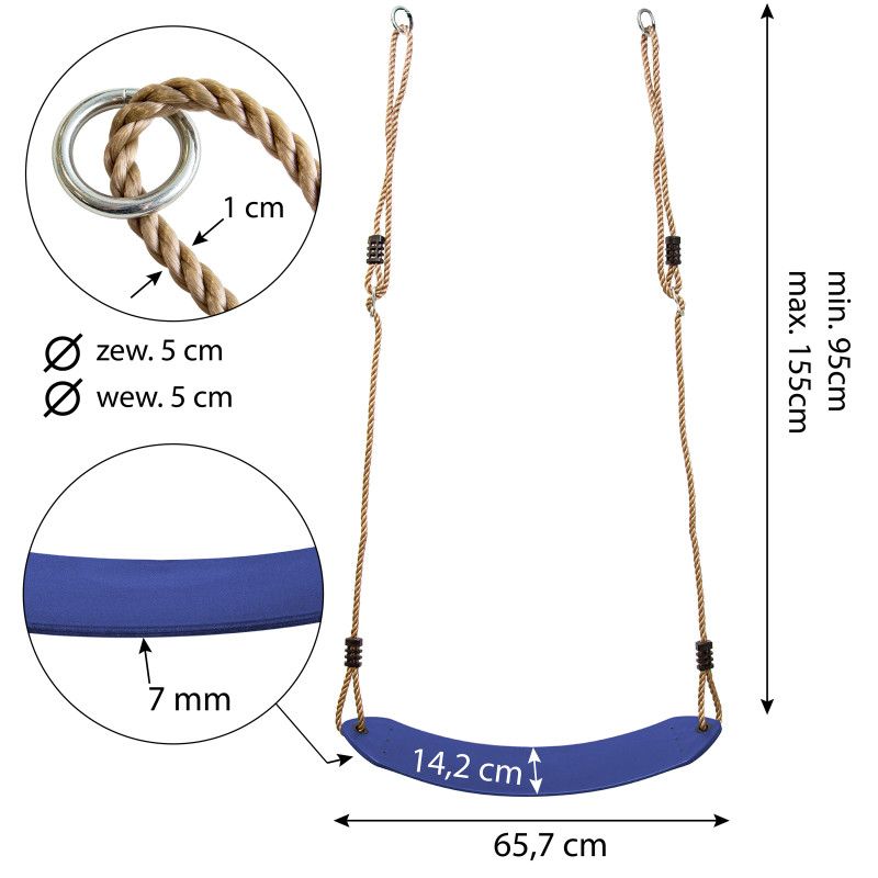 Elastisk gynge 4iQ Group 65 cm blå sæde 1 stk.