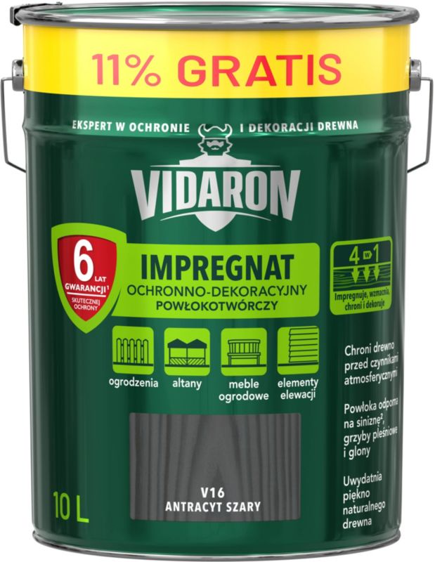 Impregnering til træ Vidaron antracit 9 l + 11%