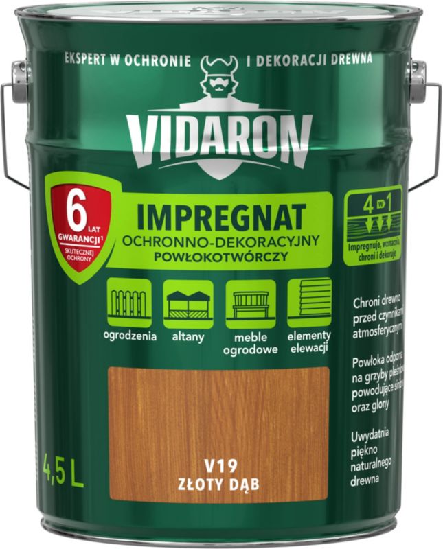Vidaron træimprægnering i farven gylden eg, 4,5 l