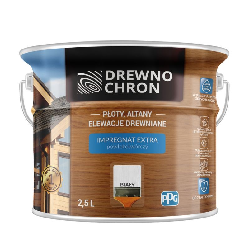 Drewnochron Extra hvid træimprægnering med filmopbygning 2,5 l