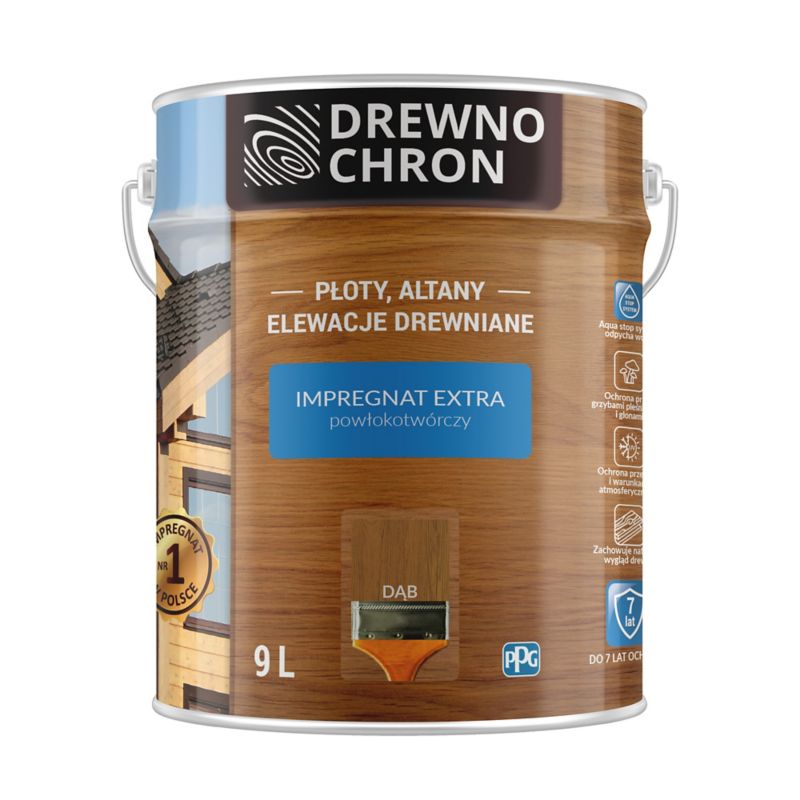 Drewnochron Extra træimprægnering med filmdannende effekt, eg, 9 l