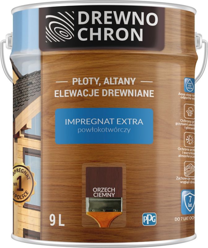 Drewnochron Extra træimprægnering med filmopbygning mørk valnød 9 l