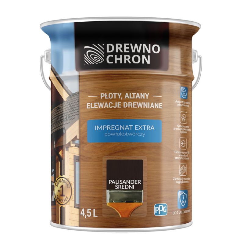 Drewnochron Extra overfladebeskyttende imprægnering i mellem palisander, 4,5 l