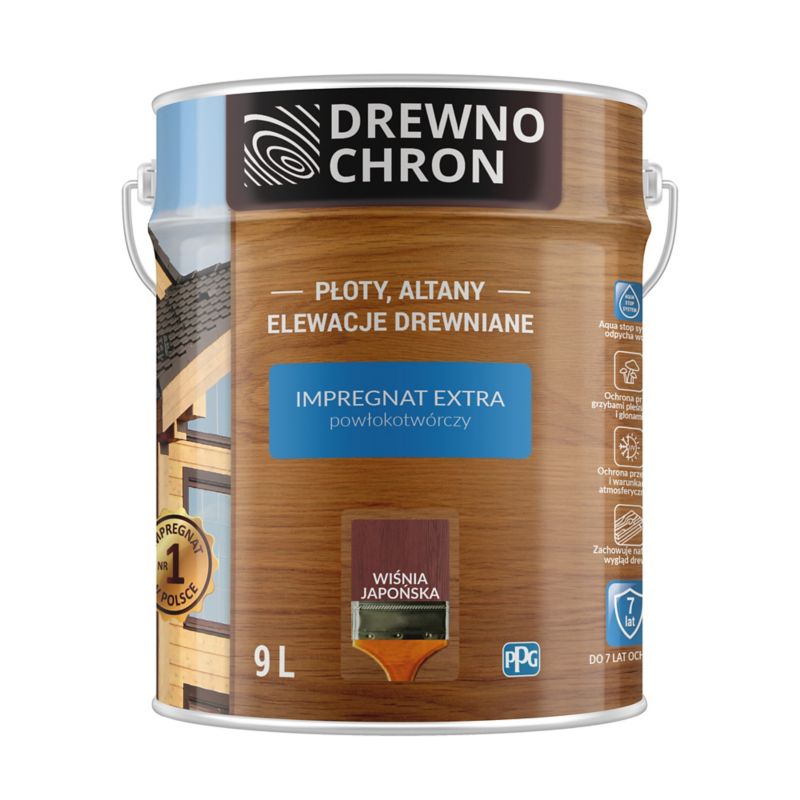 Drewnochron Extra træimprægnering med film dannende effekt, japansk kirsebær, 9 l