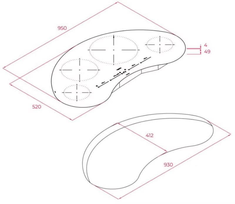 Induktionskogeplade 95 cm IKC 94628 MST BK Sort Glas