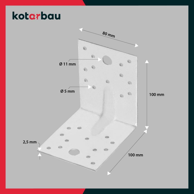 Konstruktionsvinkel KOTARBAU 100x100x80 mm, 50 stk.