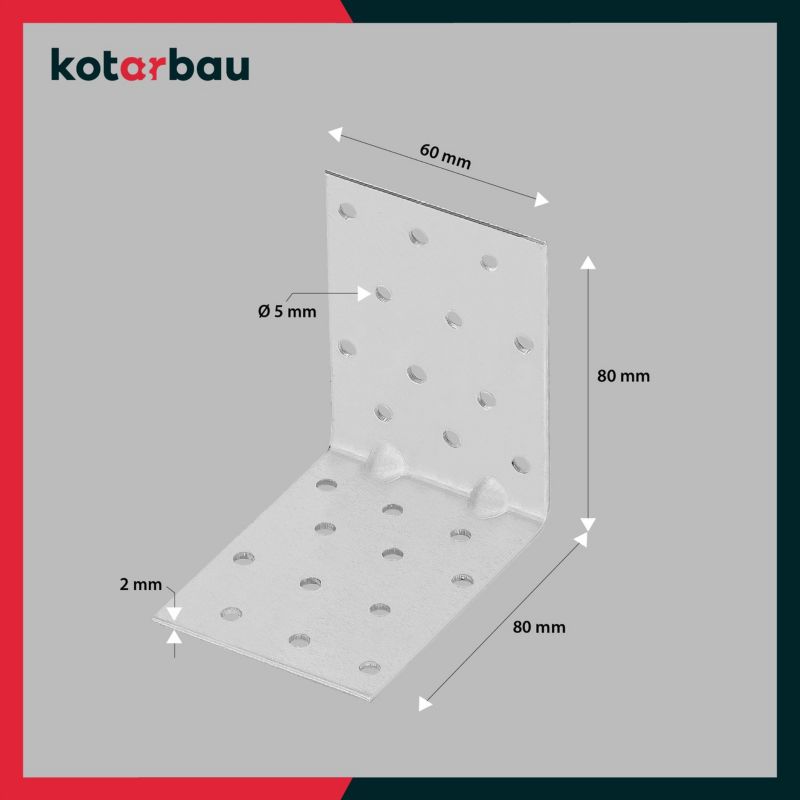 KOTARBAU tømrerbeslag vinkelbeslag 100x50x40 mm, 25 stk.