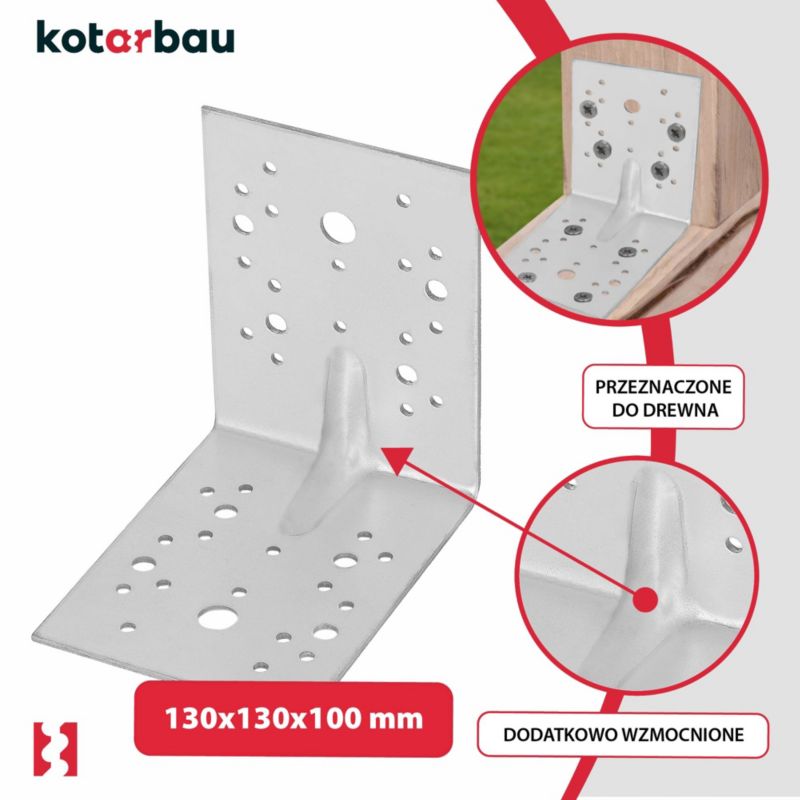 Vinkelbeslag KOTARBAU tømrer 130x130x100 mm 12 stk.