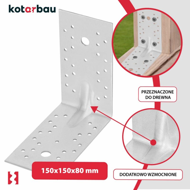 KOTARBAU tømrerbeslag vinkelbeslag 150x150x80 mm, 25 stk.