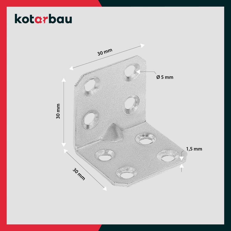 KOTARBAU tømrerbeslag vinkelbeslag 30x30x30 mm 100 stk.