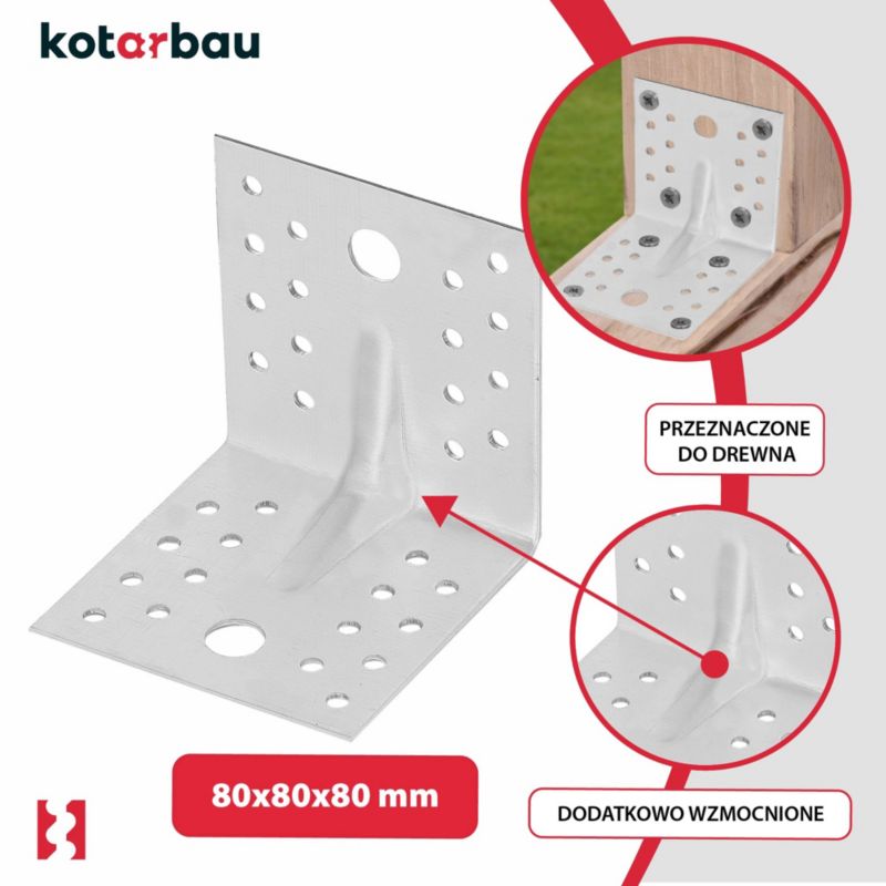 KOTARBAU tømrerbeslag vinkelbeslag 80x80x80 mm, 12 stk.