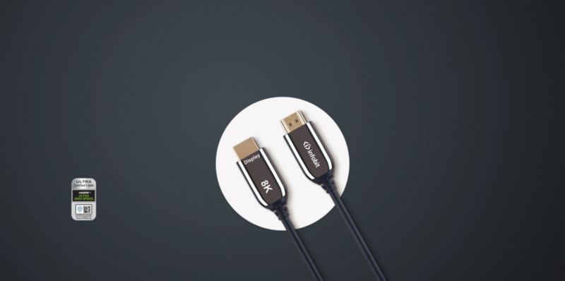 AOC HDMI 2.1 optisk fiberkabel 8K/60Hz, 4K/120Hz, 48Gbps, 50 m, 1 stk.