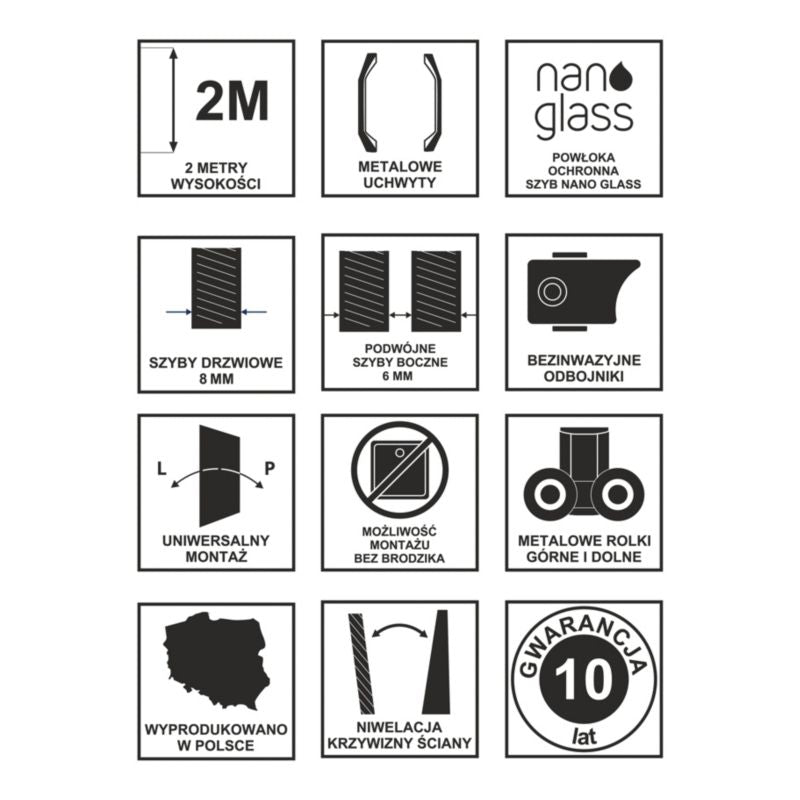 Durasan Flexi kvadratisk brusekabine med justerbar bredde 78-100 x 78-100 cm i krom