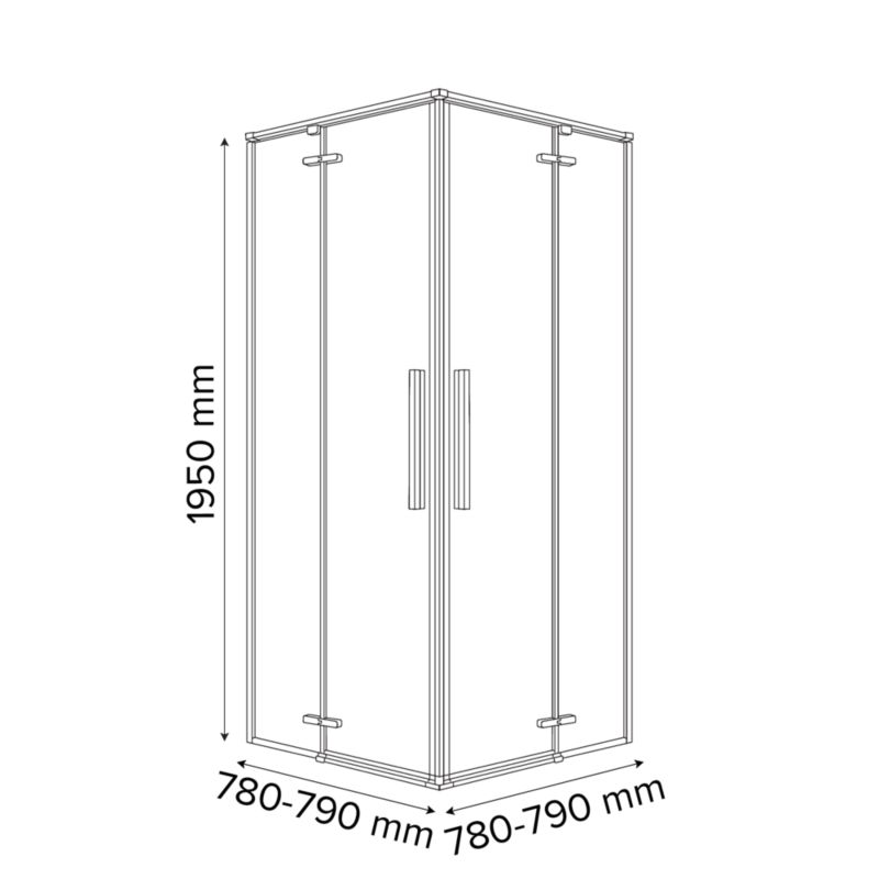 Firkantet Brusekabine 80x80 cm Krom Transparent Aluminium