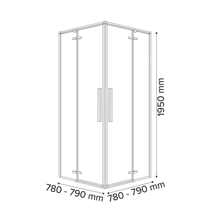 Kvadratisk Brusekabine 80x80 cm Sort Transparent Hærdet Glas