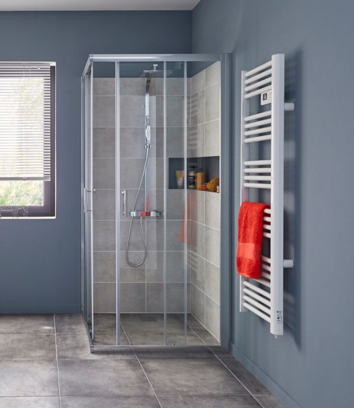 Kvadratisk brusekabine Onega 90 x 90 x 190 cm krom/gennemsigtig