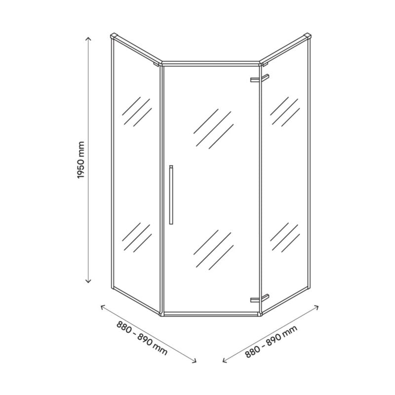 Femkantet Brusekabine 90x90 cm Krom/Transparent Aluminium