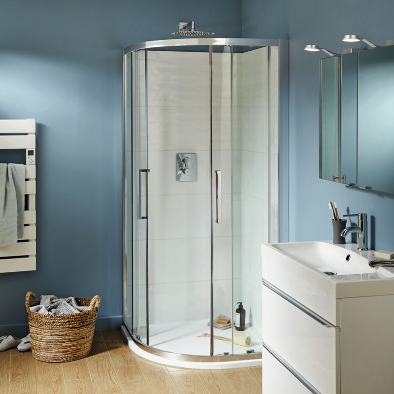 Halvrund brusekabine Zilia 90 x 90 x 200 cm inox/transparent