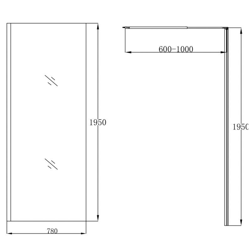 Walk-in Brusevæg Ledava 80 cm Krom Spejlglas