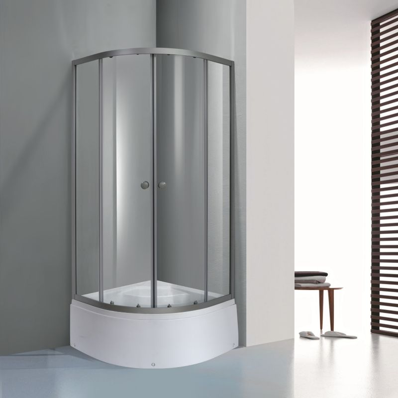 Halvrund brusekabine med brusekar Arkell 80 x 80 x 35 cm krom/transparent