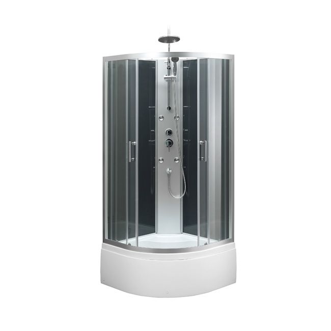 Hydromassage Brusekabine 85 cm Halvrund med Høj Bundkar