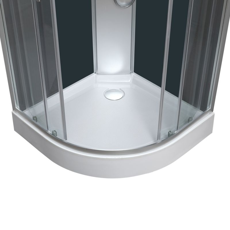Onega 90 cm halvrund brusekabine med hydromassage, lavt kar og lavt tag