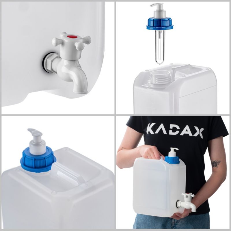 Kadax 5L vandkanister med hane, vask og sæbedispenser – multifunktionel udendørs beholder