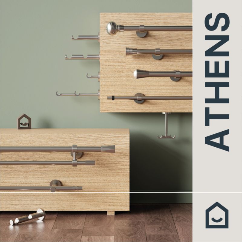 GoodHome Athens II dobbelte gardinstang 19 mm 240 cm kugle grå