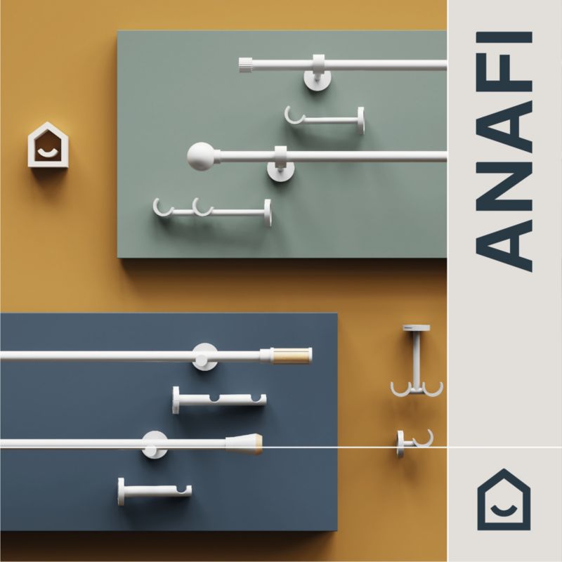 GoodHome Anafi enkelt gardinstang 19 mm 240 cm hvid