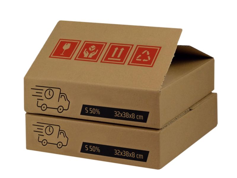 Forsendelseskarton S 32 x 38 x 8 cm, 2 stk.