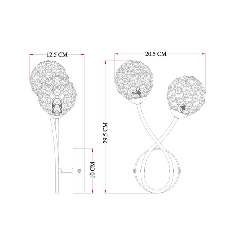 GoodHome Mantus væglampe 2 x G9 krom