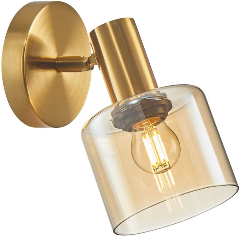 Italux Santia 1-punkts væglampe E27 i guld/amber