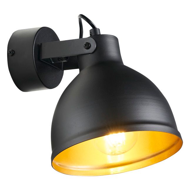 Mars 1-punkts væglampe E27 sort/guld