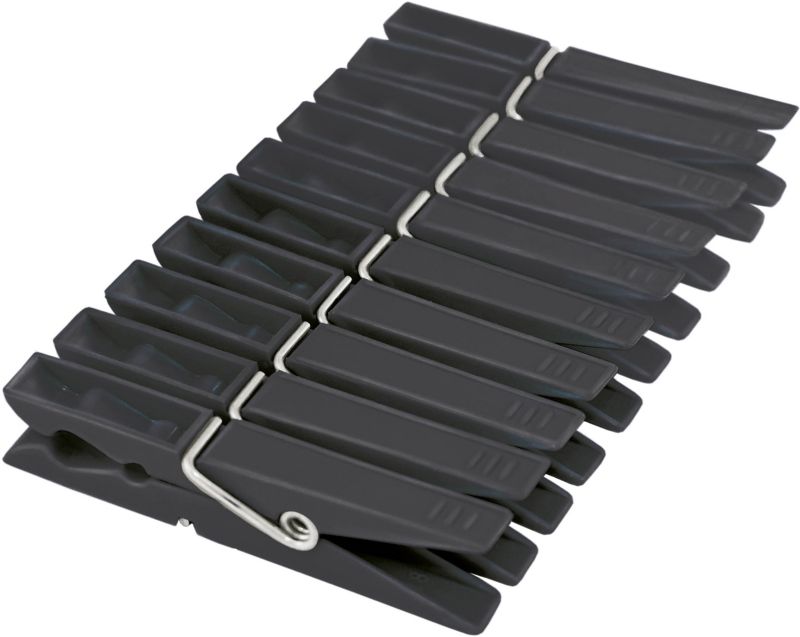 Tøjklemmer Sort Plast 20-Pak 2,8 x 7,1 x 12,4 mm