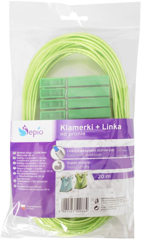 Tøjklemmer med snor Sepio