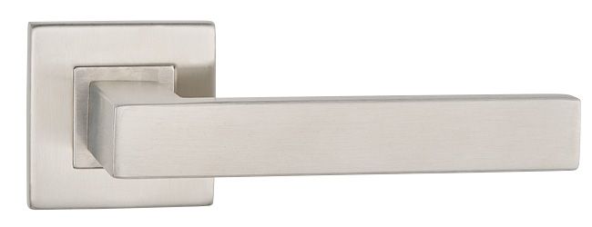 Metalbud Topaz dørhåndtag med kvadratisk roset i rustfrit stål