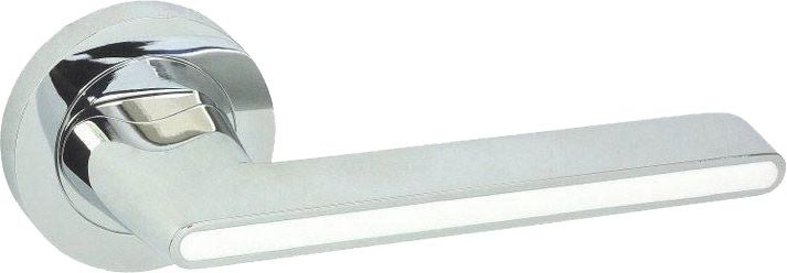 Dørhåndtag Onyks-R med rund roset i krom/hvid