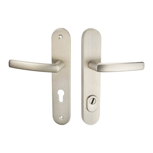 Schaffner Fox dørhåndtag 72 mm til låsecylinder krom/satin