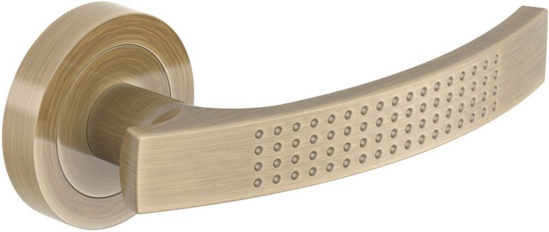 Verso Astra dørhåndtag med rund roset i patineret finish