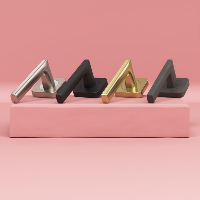 GoodHome Straight dørhåndtag med firkantet roset i satin-nikkel