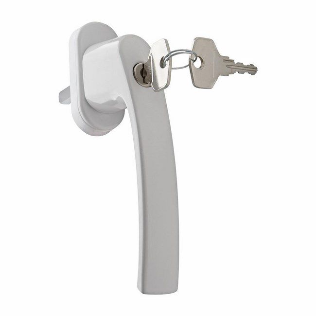 Hvid Pluton vindueshåndtag med nøgle