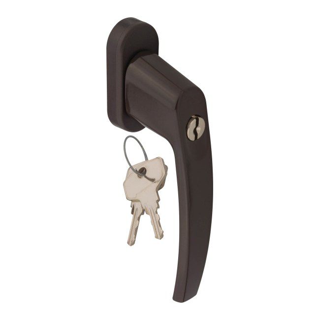 Stahl Pluton vindueshåndtag med nøgle i brun