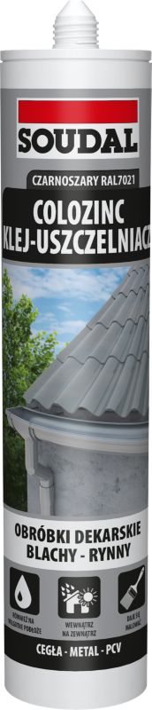 Soudal Colozinc sortgrå lim til plader 290 ml
