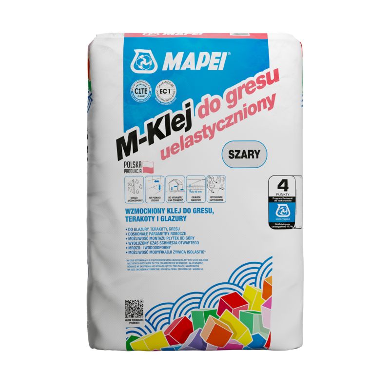 Fleksibelt fliseklæb til porcelænsfliser Mapei M-Klej 22,5 kg