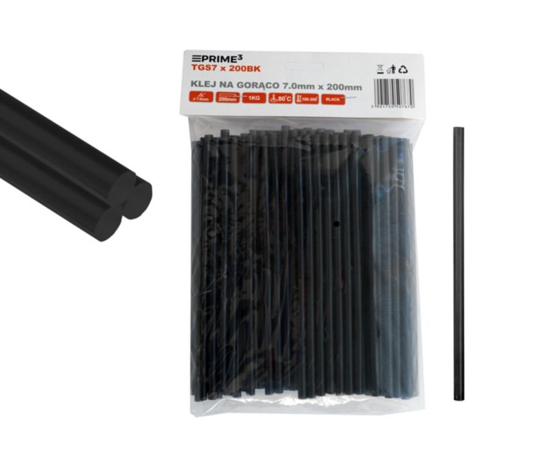 Limstift til limpistol Prime3 7 mm sort TGS7x200BK 1 stk.