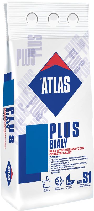 Atlas Plus høj-elastisk fliseklæber hvid 5 kg