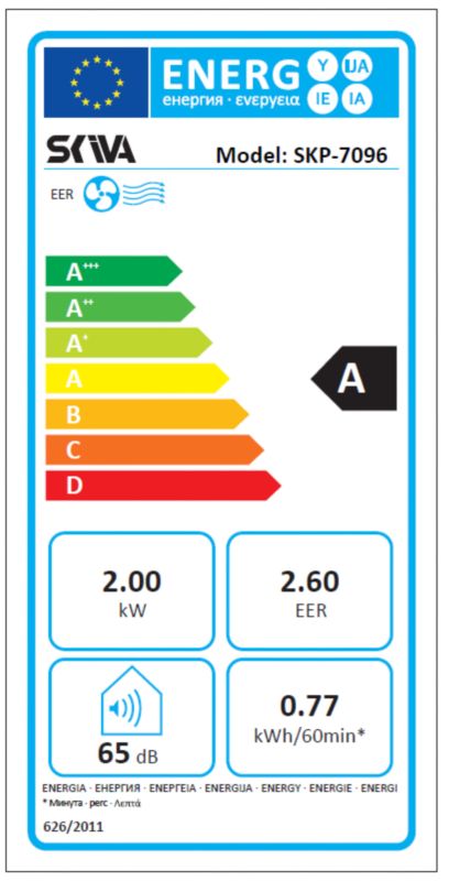 Bærbar monoblok aircondition SKIVA 7000 BTU - 1 stk