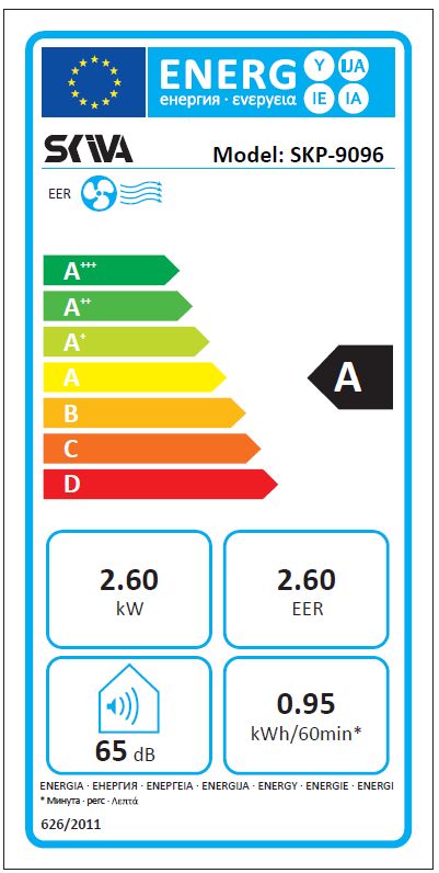 Bærbar monoblok aircondition SKIVA 9000BTU - 1 stk